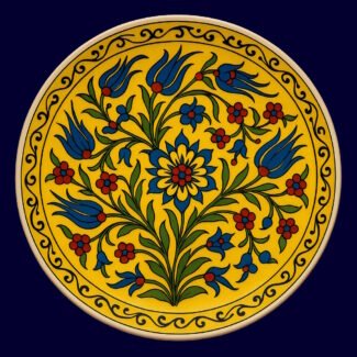 Sarı Lale Desenli El İşi Seramik