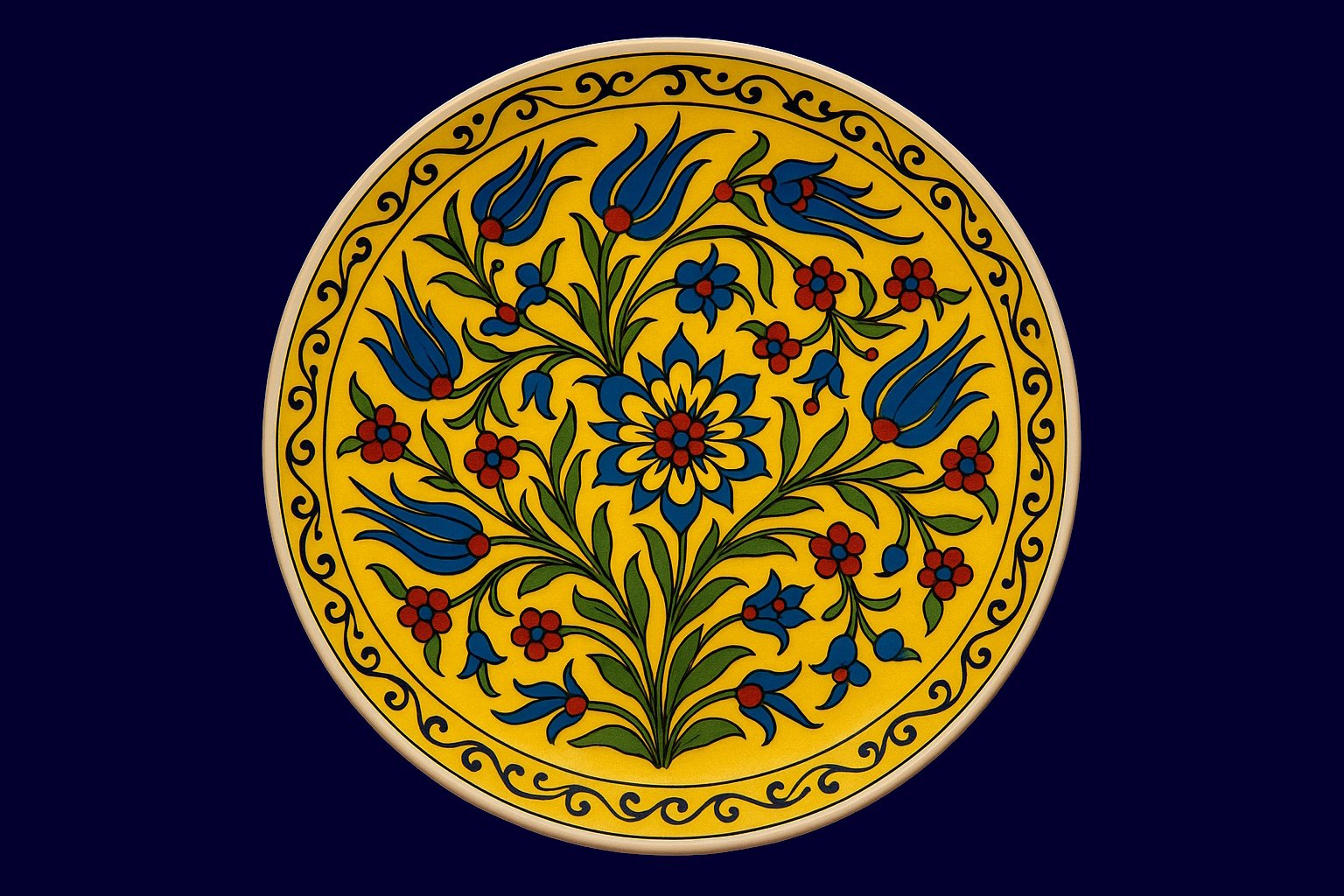 Sarı Lale Desenli El İşi Seramik Vazomodelleri Sarı Lale Desenli El İşi Seramik