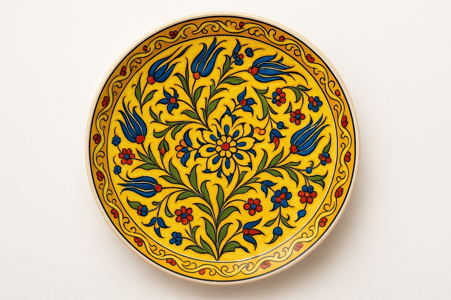 Sarı Lale Desenli El İşi Seramik Sarı Lale Desenli El İşi Seramik